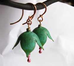 Brass And Copper Flower Earrings