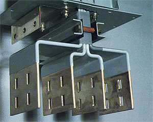 Copper terminals for feeding electrical busbar.