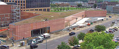 Image of the Des Moines library from above