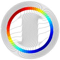 Field distribution for reluctance motor without HTS.